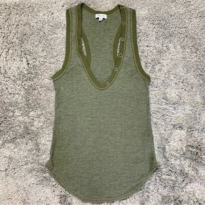 Splendid Olive Curved Hem Grommet Tank Top